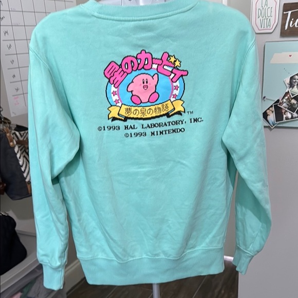 Kirby Graphic vintage Women's Crew Neck Sweater - Light Green - Picture 2 of 8